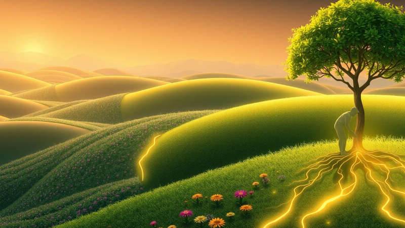 Un paisaje natural y tecnológico armonioso