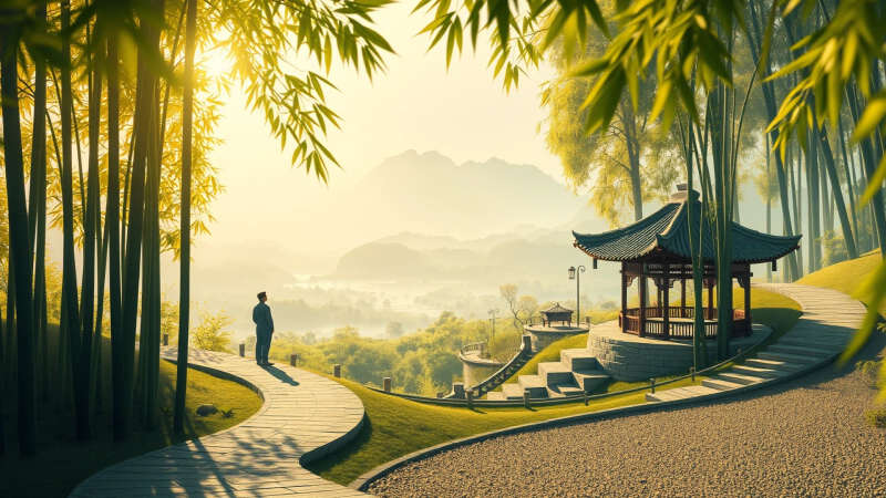 Paz serena en un paisaje chino tradicional